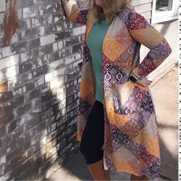 Lularoe Sarah Long Sleeve Multi-Color Duster Cardigan  Size Small - Picture 7 of 8